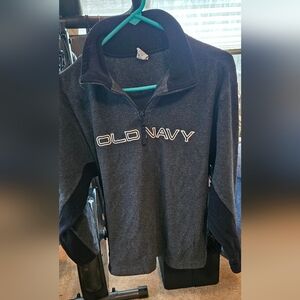 Old Navy Men's Charcoal and Black Quarter-Zip Sweatshirt
